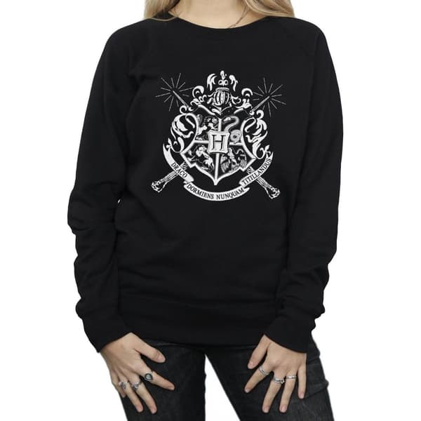 Harry Potter Sweatshirt med Hogwarts-märke och trollstavar - dam/dam