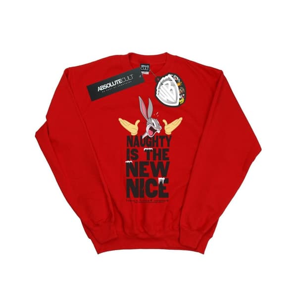 Looney Tunes Mens Naughty Is The New Nice Sweatshirt Red XXL