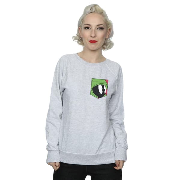 Looney Tunes Womens/Ladies Marvin The Martian Face Faux Pocket Sweatshirt