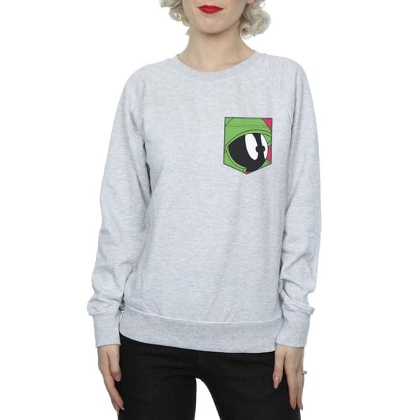 Looney Tunes Womens/Ladies Marvin The Martian Face Faux Pocket Sweatshirt