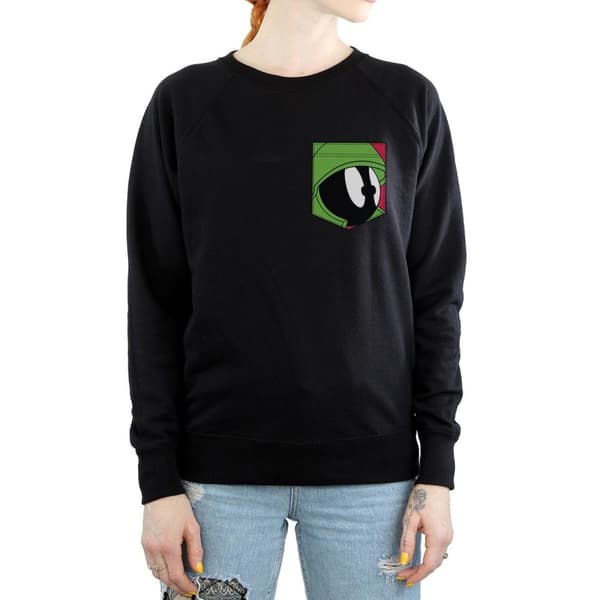 Looney Tunes Womens/Ladies Marvin The Martian Face Faux Pocket Sweatshirt