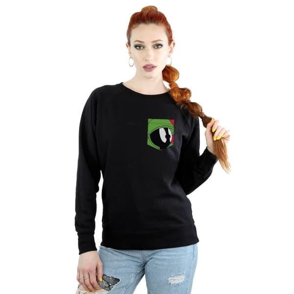 Looney Tunes Womens/Ladies Marvin The Martian Face Faux Pocket Sweatshirt