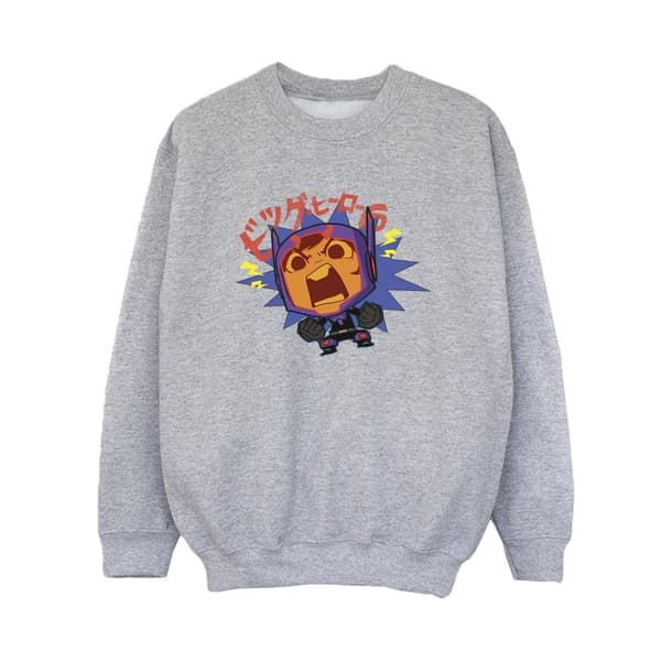 Disney Pojkar Big Hero 6 Baymax Hiro Angry Manga Sweatshirt Sports Grey 12-13 Years