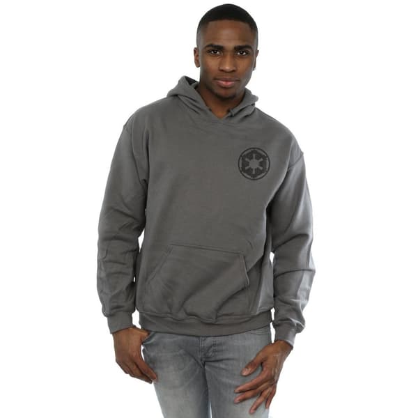 Star Wars Mens The Mandalorian Galactic Empire Insignia Breast Print Hoodie
