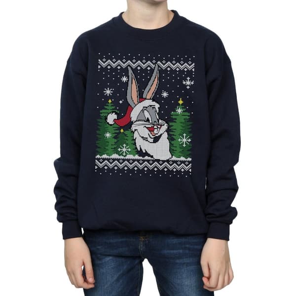 Looney Tunes Boys Bugs Bunny Christmas Fair Isle Sweatshirt