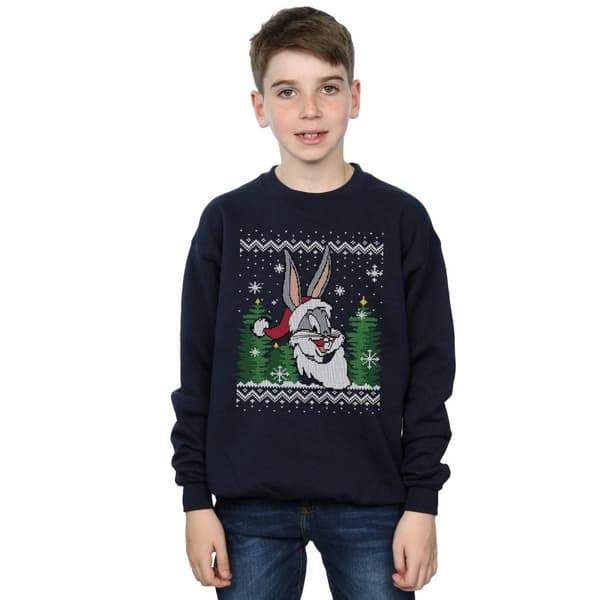 Looney Tunes Boys Bugs Bunny Christmas Fair Isle Sweatshirt