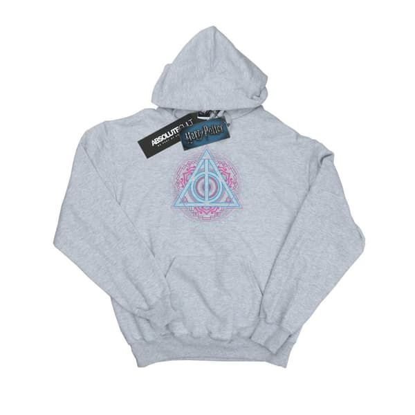 Harry Potter Mens Neon Deathly Hallows Hoodie Sports Grey XL