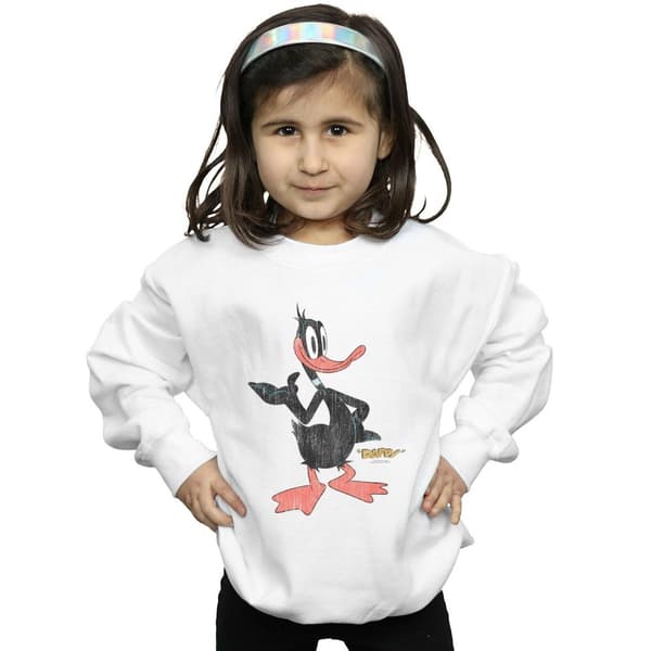 Looney Tunes Girls Daffy Duck Distressed Sweatshirt