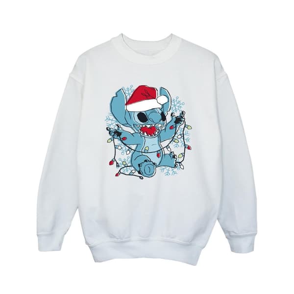 Disney Girls Lilo And Stitch Christmas Lights Sketch Sweatshirt