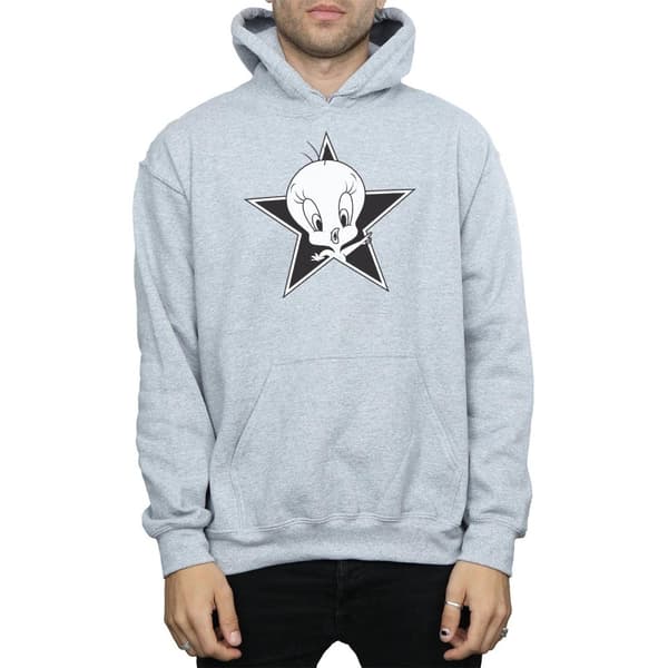 Looney Tunes Mens Tweety Pie Mono Star Hoodie