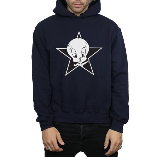 Looney Tunes Mens Tweety Pie Mono Star Hoodie