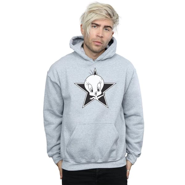 Looney Tunes Mens Tweety Pie Mono Star Hoodie