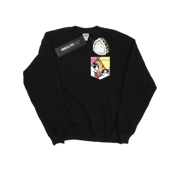 Looney Tunes Mens Lola Bunny Face Faux Pocket Sweatshirt