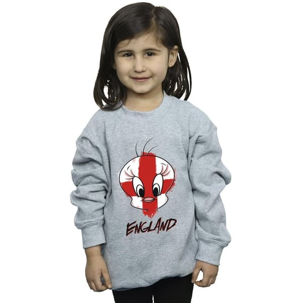 Looney Tunes Girls Tweety England Face Sweatshirt