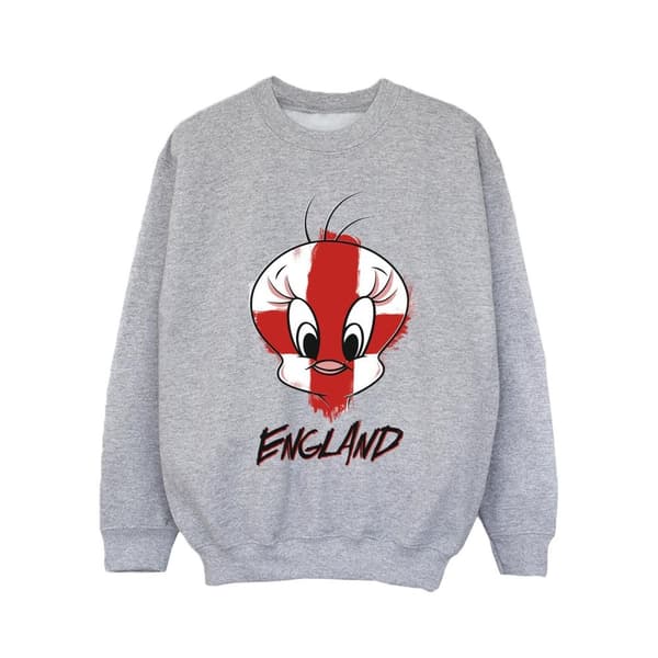 Looney Tunes Girls Tweety England Face Sweatshirt
