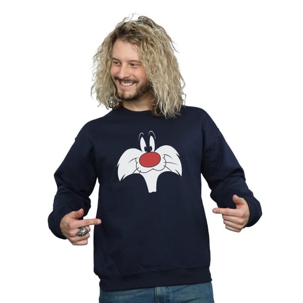 Looney Tunes Mens Sylvester Big Face Sweatshirt