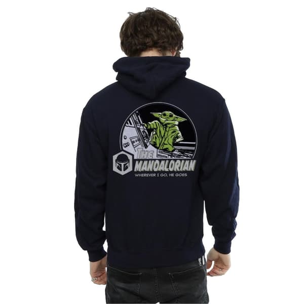 Star Wars Mens The Mandalorian He Goes Pocket Hoodie
