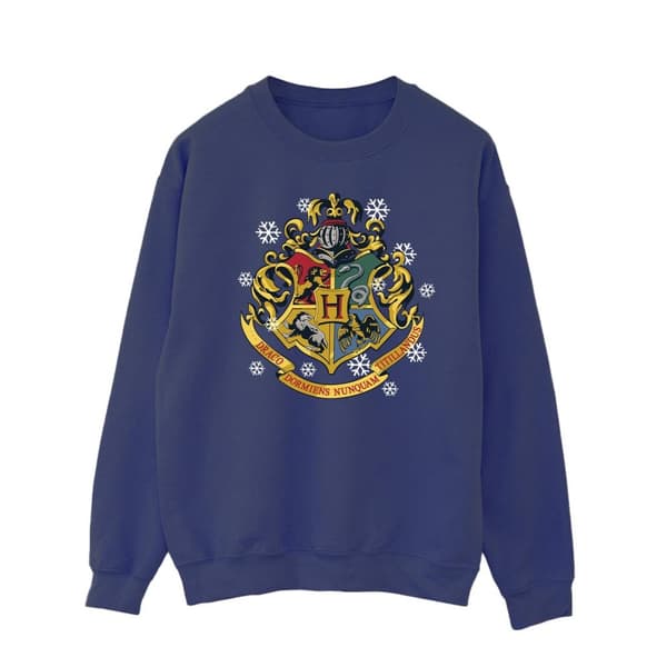 Harry Potter Mens Christmas Crest Sweatshirt Navy Blue L