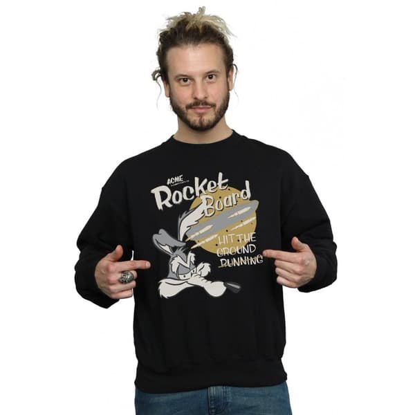Looney Tunes Mens Wile E Coyote Rocket Board Sweatshirt