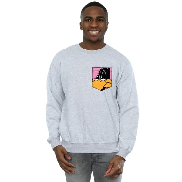 Looney Tunes Sweatshirt med fuskficka och Daffy Duck-ansikte för herrar