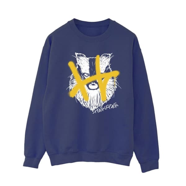 Harry Potter Hufflepuff Pop Spray-tröja för damer/kvinnor Navy Blue XL