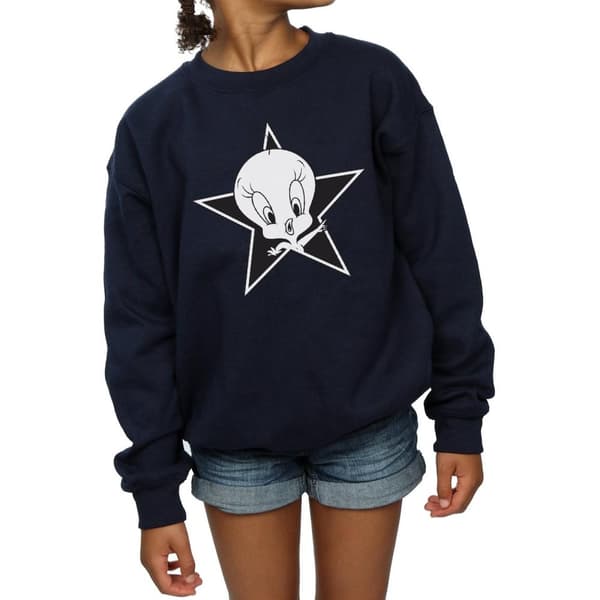 Looney Tunes Girls Tweety Pie Mono Star Sweatshirt