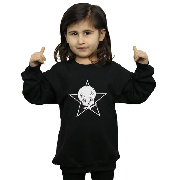Looney Tunes Girls Tweety Pie Mono Star Sweatshirt