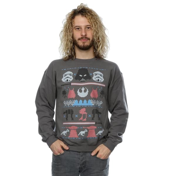 Star Wars Mens Dark Side Fair Isle Christmas Sweatshirt