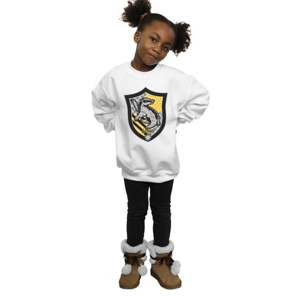 Harry Potter Girls Hufflepuff Crest Flat Sweatshirt
