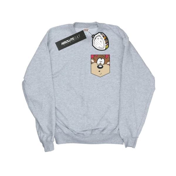 Looney Tunes Womens/Ladies Tasmanian Devil Face Faux Pocket Sweatshirt