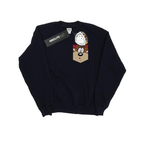 Looney Tunes Womens/Ladies Tasmanian Devil Face Faux Pocket Sweatshirt