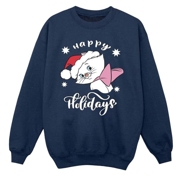 Disney Pojkar Aristocats - Sweatshirt med texten "Happy Holidays Navy Blue 9-11 Years