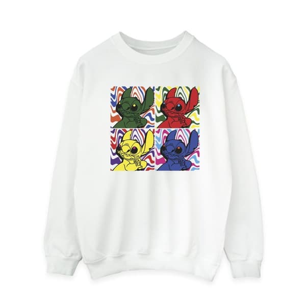 Disney Womens/Ladies Lilo & Stitch Pop Art Sweatshirt White XXL