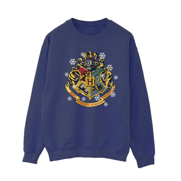 Harry Potter Womens/Ladies Christmas Crest Sweatshirt Navy Blue XL