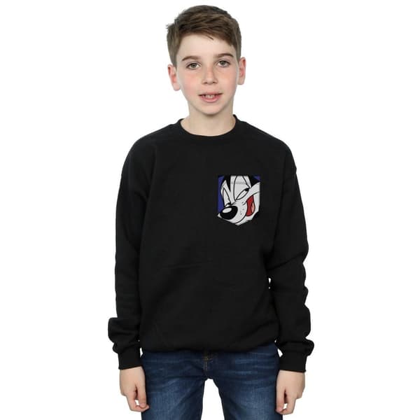 Looney Tunes Boys Pepe Le Pew Face Faux Pocket Sweatshirt
