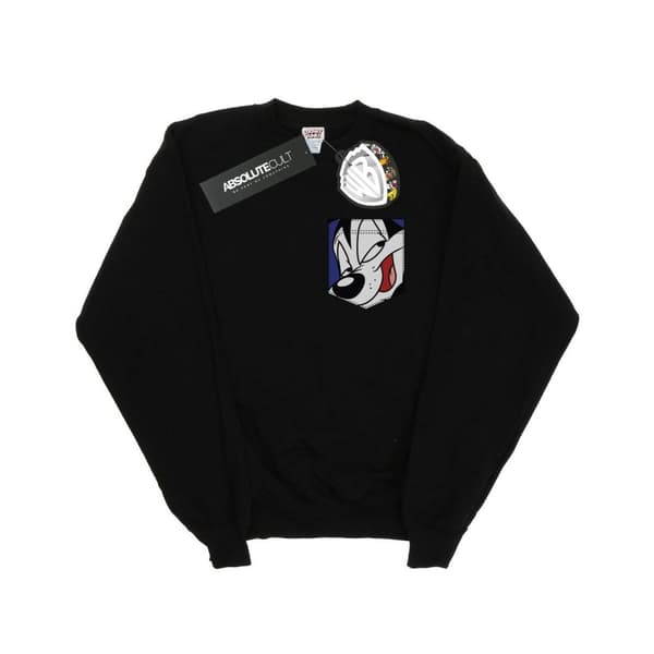 Looney Tunes Boys Pepe Le Pew Face Faux Pocket Sweatshirt