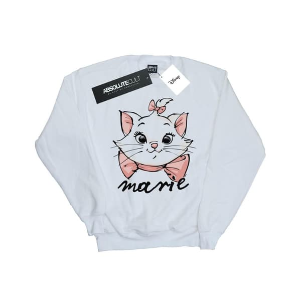 Disney Girls The Aristocats Marie Sketch Face Sweatshirt White 3-4 Years