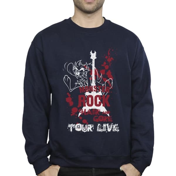 Looney Tunes Mens Taz Monster Rock Sweatshirt