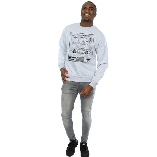 Disney Mens Cars Jackson Storm Blueprint Sweatshirt