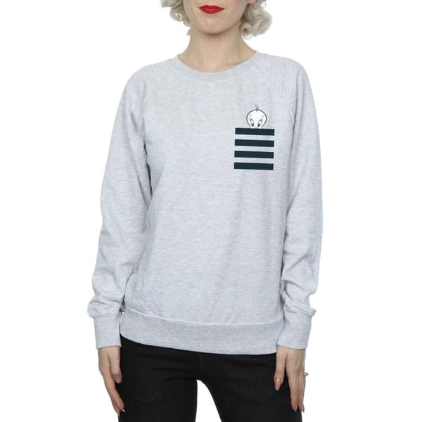 Looney Tunes Womens/Ladies Tweety Pie Striped Faux Pocket Sweatshirt