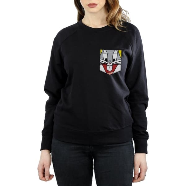 Looney Tunes Womens/Ladies Bugs Bunny Face Faux Pocket Sweatshirt