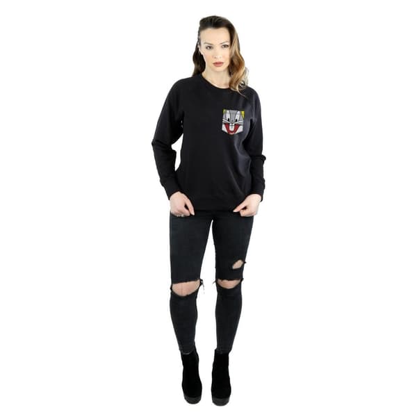 Looney Tunes Womens/Ladies Bugs Bunny Face Faux Pocket Sweatshirt