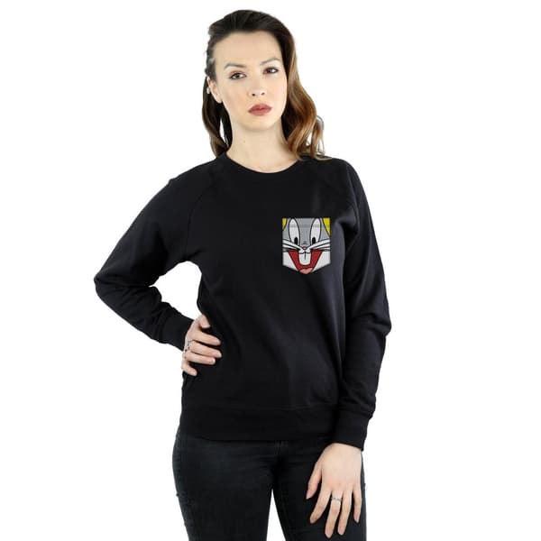 Looney Tunes Womens/Ladies Bugs Bunny Face Faux Pocket Sweatshirt