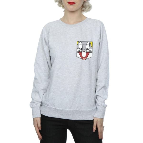 Looney Tunes Womens/Ladies Bugs Bunny Face Faux Pocket Sweatshirt