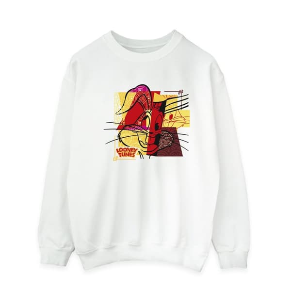 Looney Tunes Mens Bugs Bunny Rabbit New Year Sweatshirt White 4XL