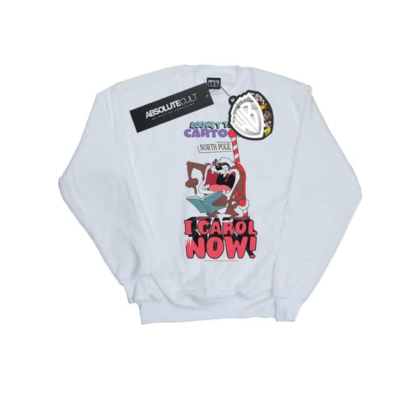 Looney Tunes Mens Taz I Carol Now Sweatshirt White XL