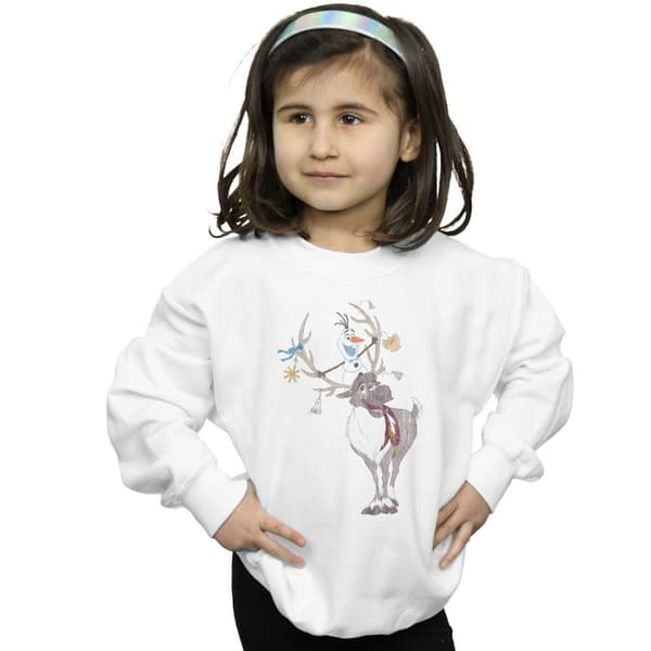 Disney Girls Frozen Sven And Olaf Christmas Ornaments Sweatshirt
