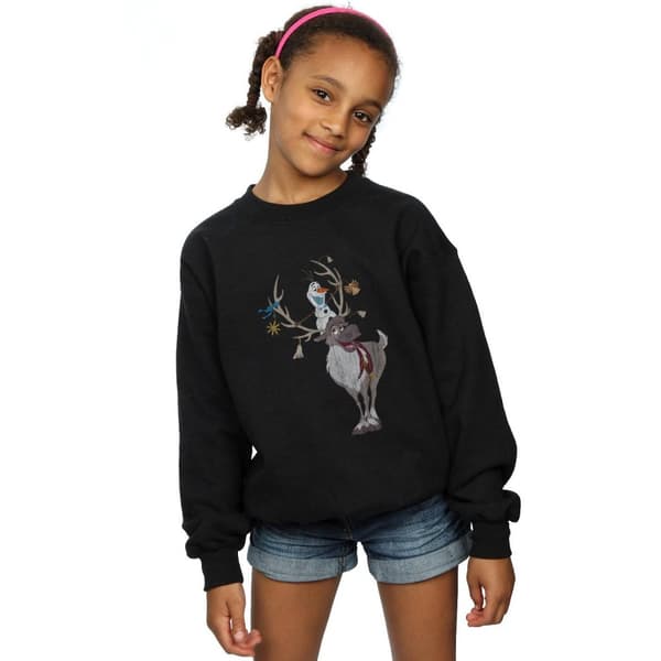 Disney Girls Frozen Sven And Olaf Christmas Ornaments Sweatshirt