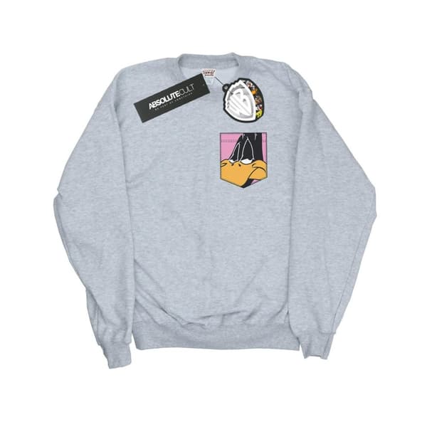Looney Tunes Dam/kvinnor Daffy Duck Face Sweatshirt med fuskficka