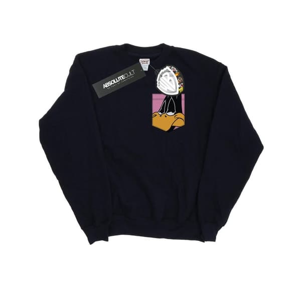 Looney Tunes Dam/kvinnor Daffy Duck Face Sweatshirt med fuskficka